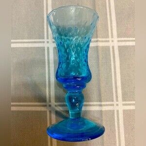Italian Art Aqua Blue Optic Empoli Glass 4” Made in Italy RARE Vintage